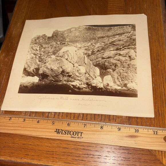 Vintage Acropolis Cyclopean Wall Athens Ruins Greek Architecture Sepia Photo - Picture 1 of 2